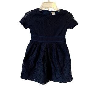 Crewcuts J. Crew Navy Lace Short Sleeve Fit and Flare Dress Size 6